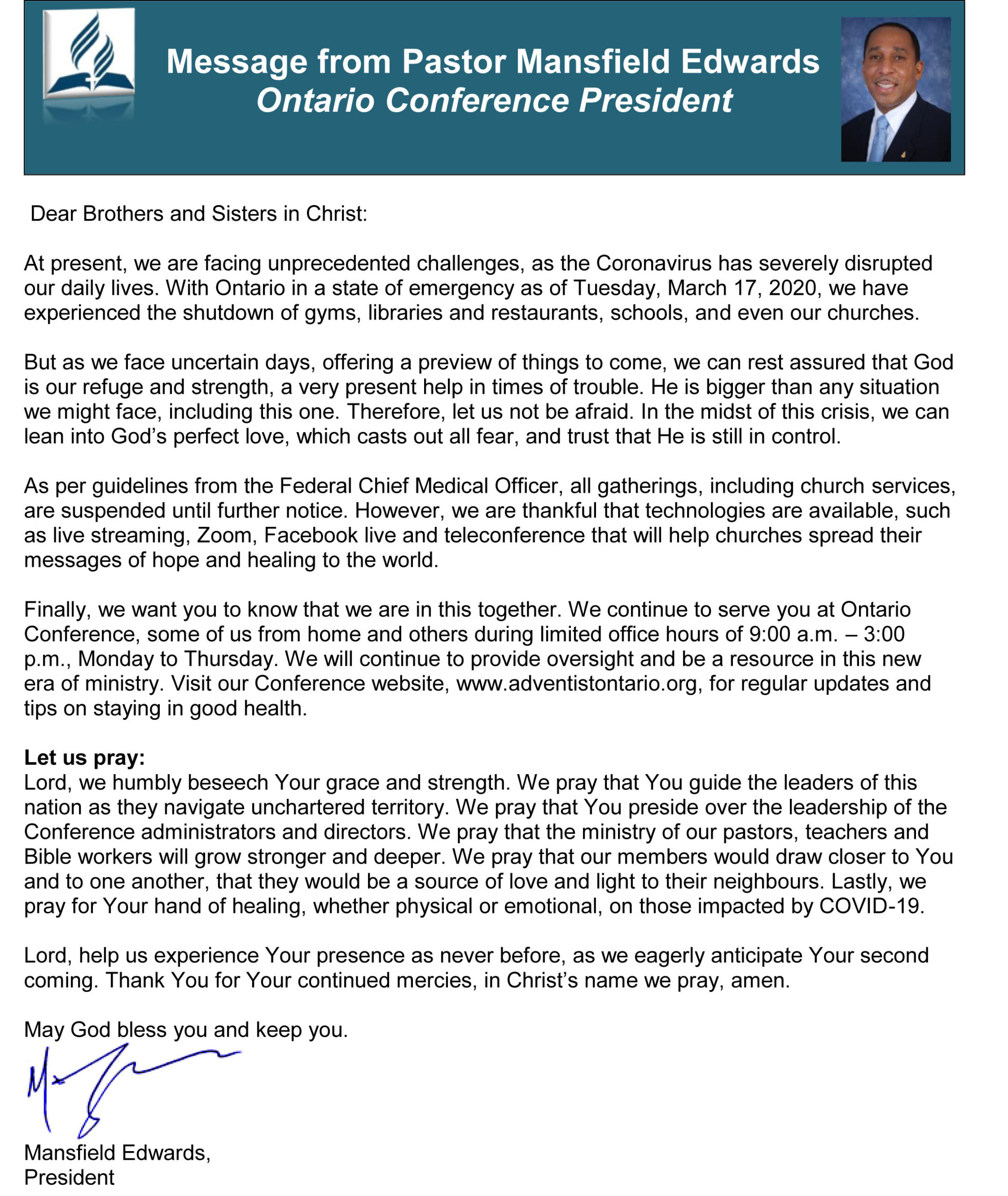 President Message COVID19