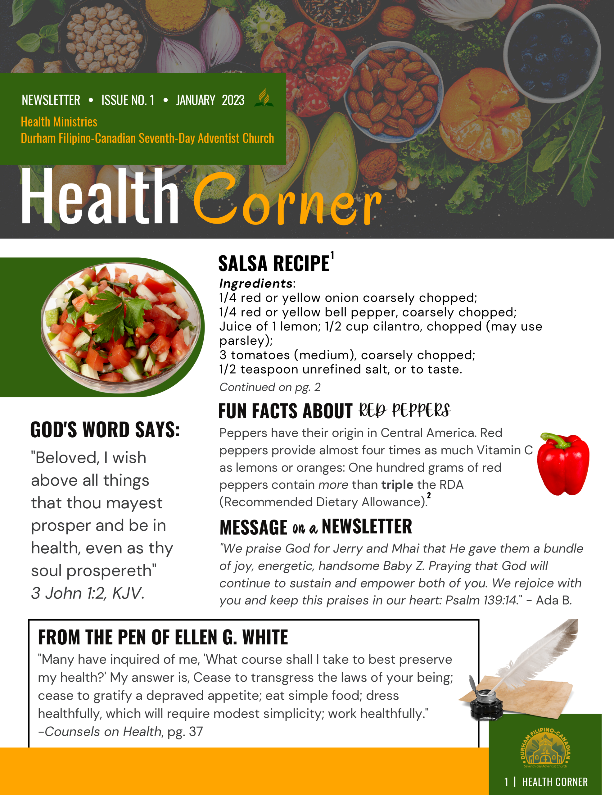Health Corner Newsletter - Issue #1 Page 1